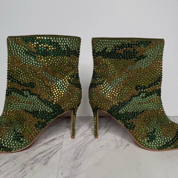 Kurt Geiger Belgravia Camo Rhinestone Pointy Toe Heeled Bootie 36.5 - Picture 8 of 15